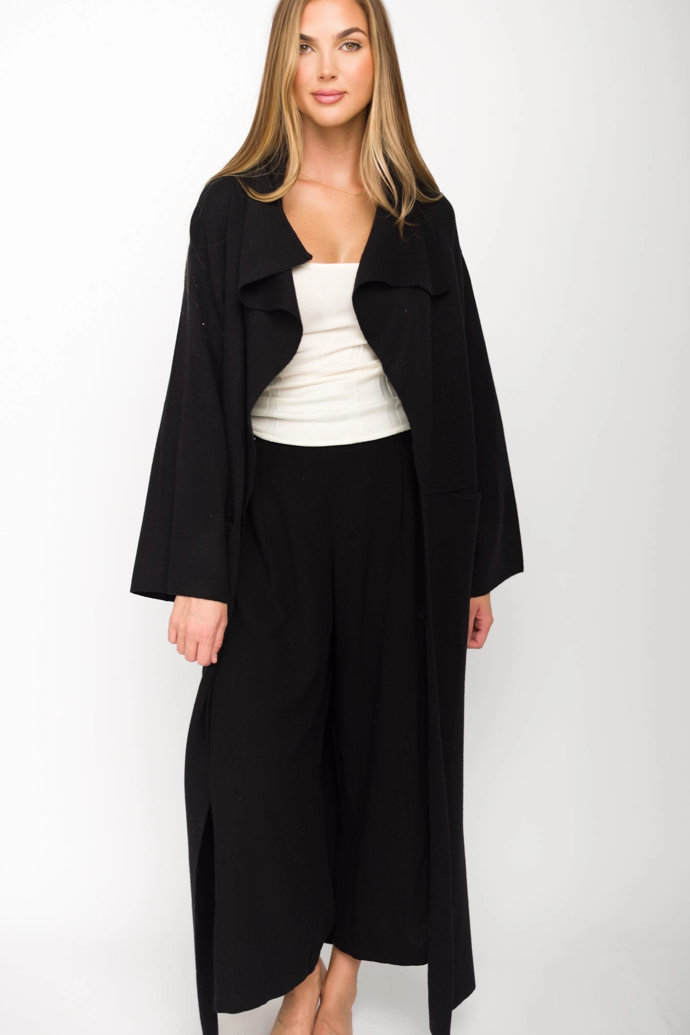 Reflective Safety Trim Elsa Sweater Coat in Black *Final-Sale*