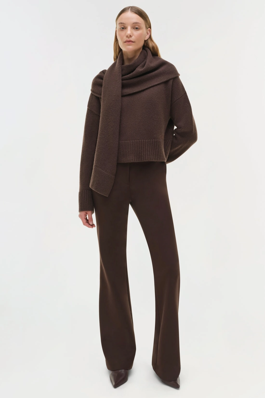 Elson Scarf Sweater Chocolate Activewear Top Breathable Lining