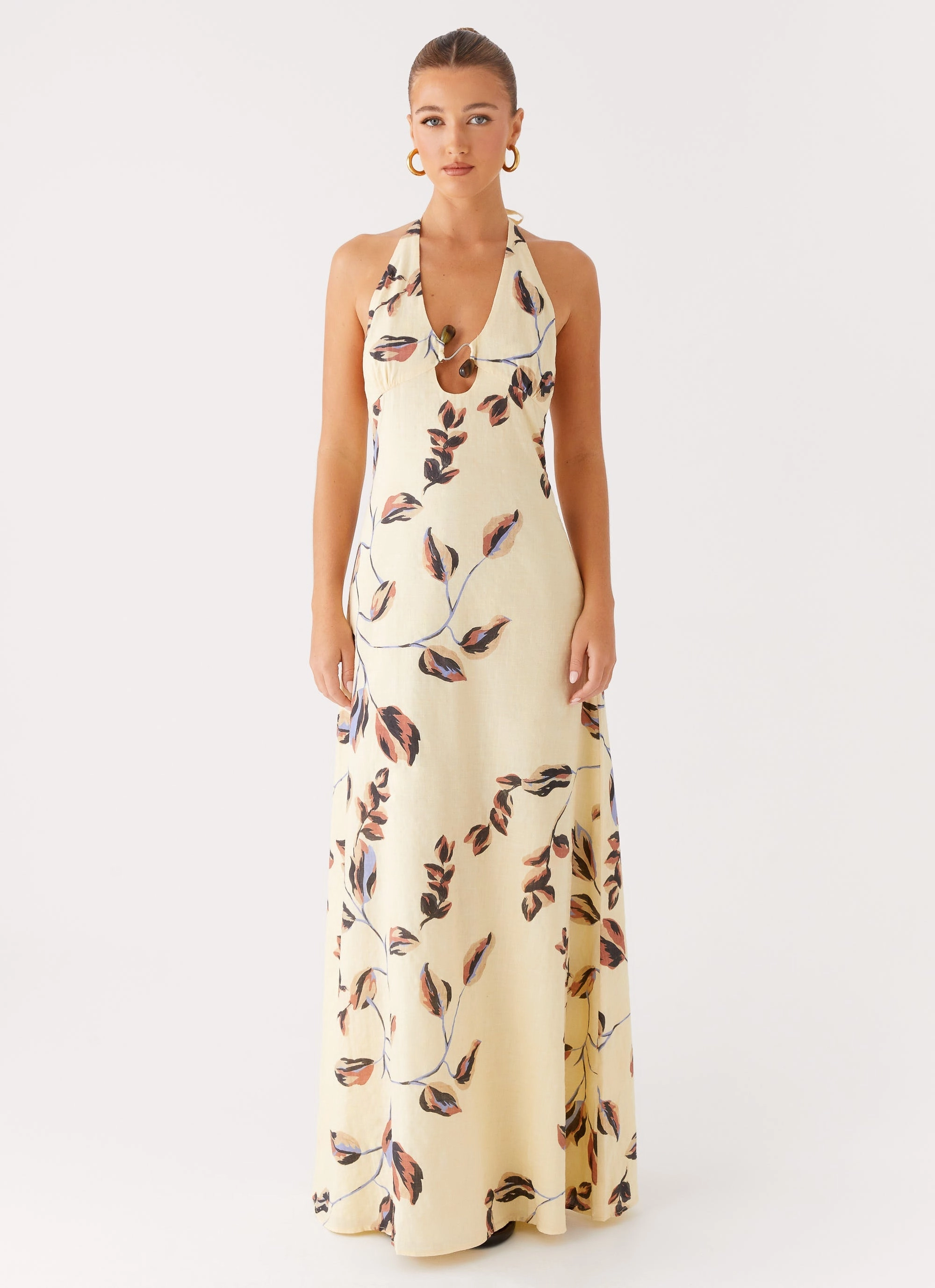 Seasonal piece Elvina Halter Neck Maxi Dress - Buttercream Bliss