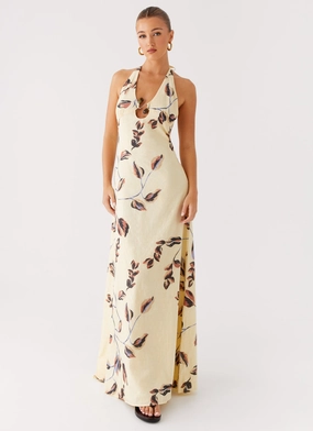Elvina Halter Neck Maxi Dress - Buttercream Bliss Office Friendly Polished Cut