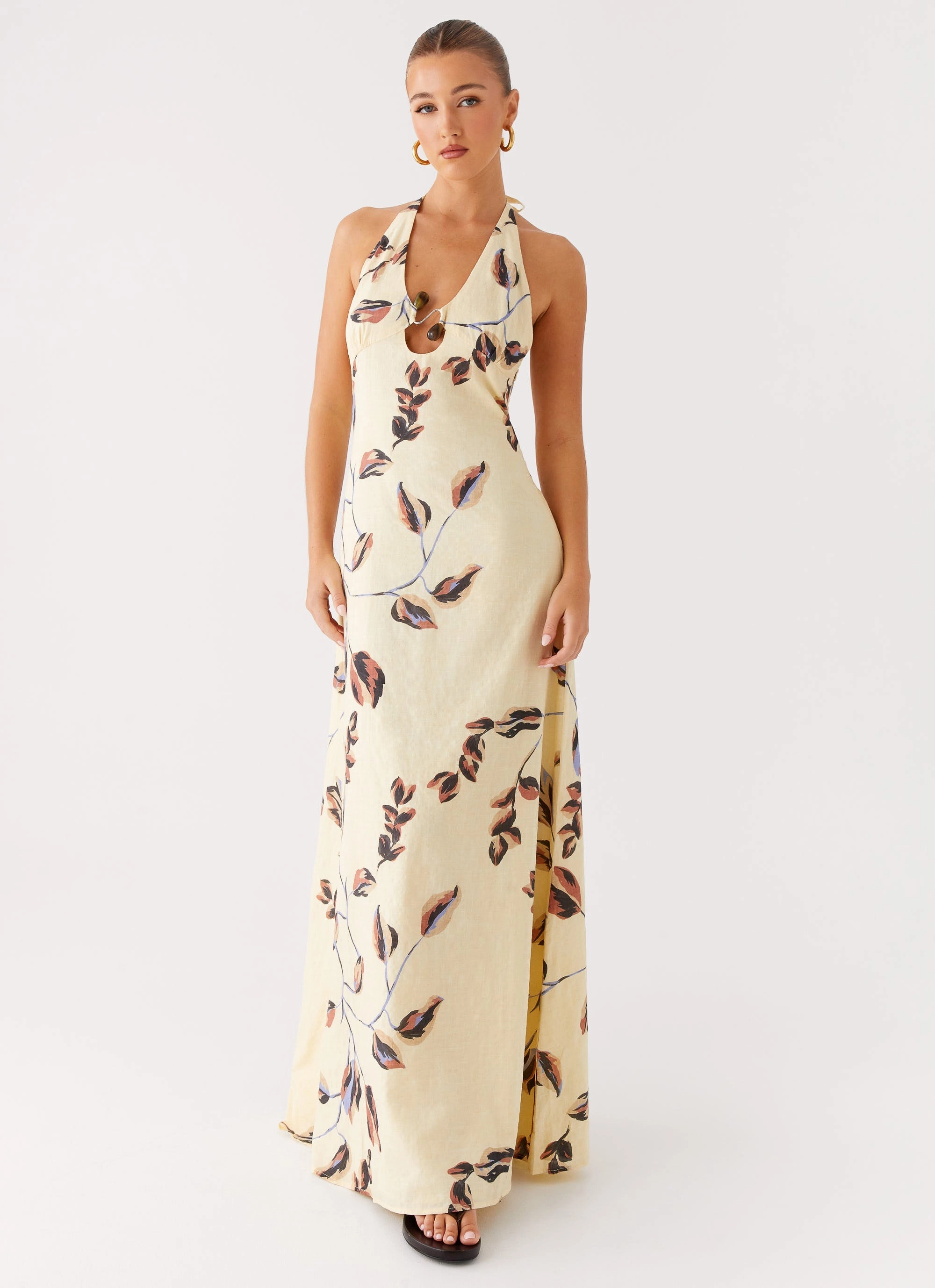 Elvina Halter Neck Maxi Dress - Buttercream Bliss Office Friendly Polished Cut