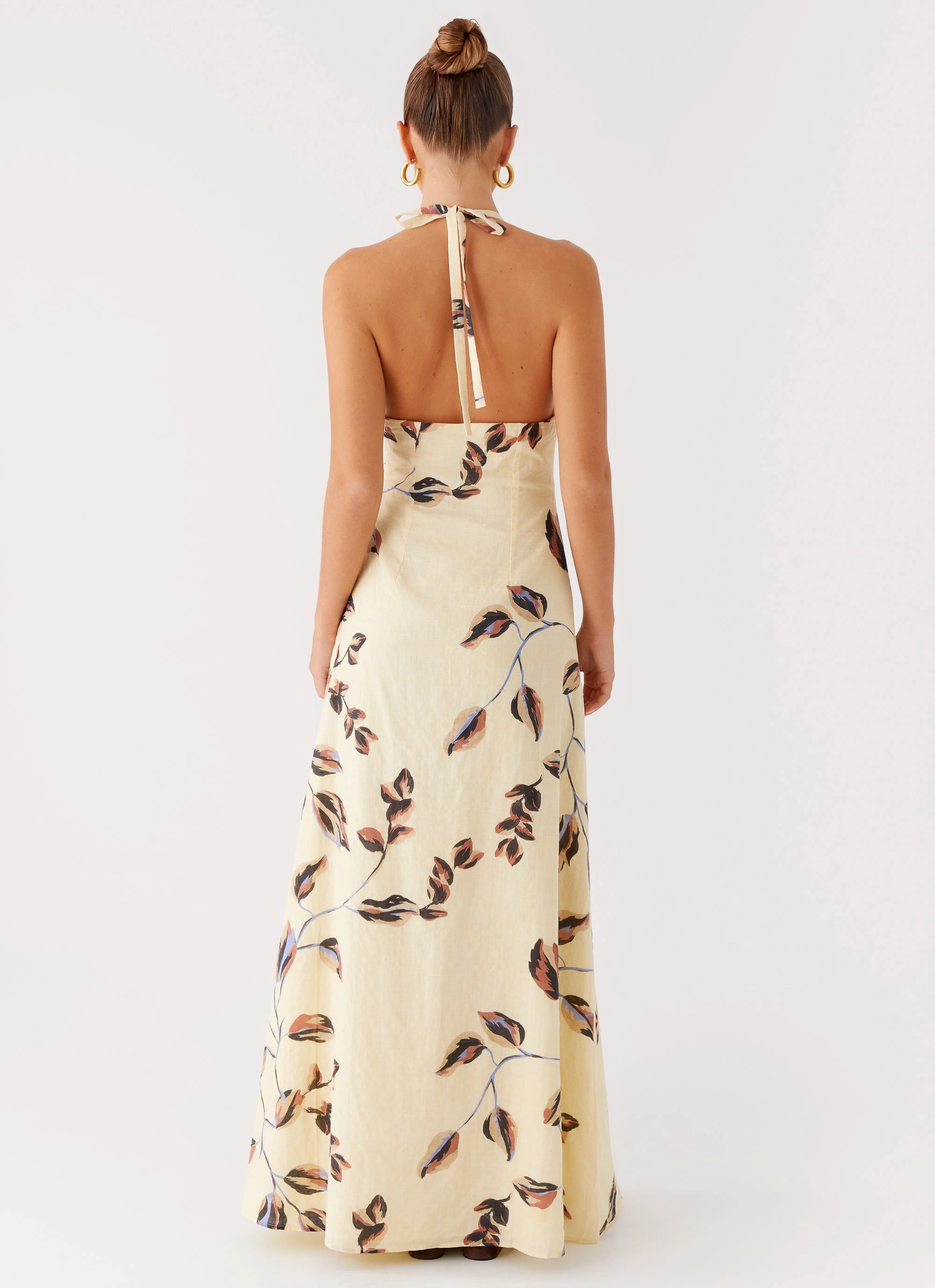 Elvina Halter Neck Maxi Dress - Buttercream Bliss Date night Easy Elegance
