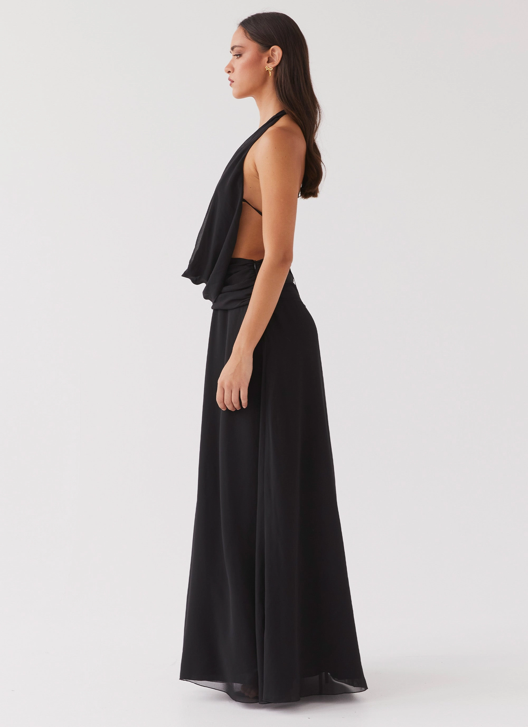 Tailored Fit Elysia Chiffon Maxi Dress - Black