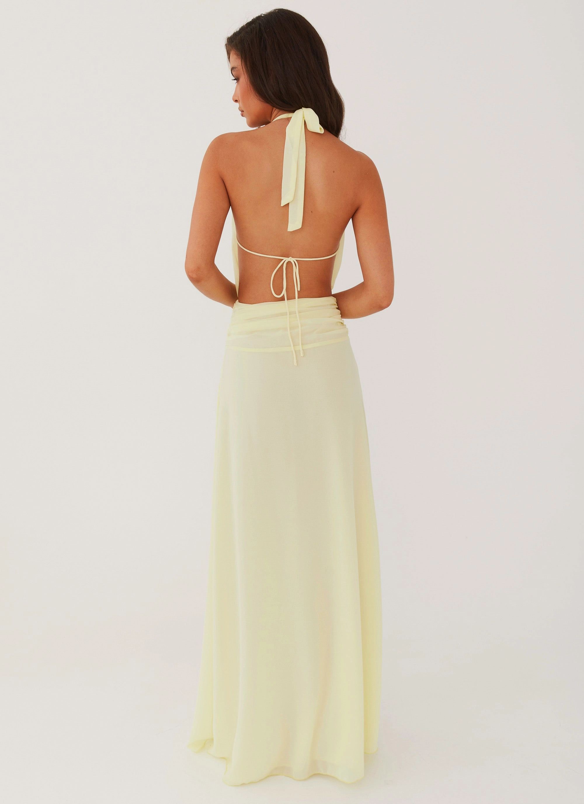 Elysia Chiffon Maxi Dress - Lemon Gentle Motion Cotton Skin