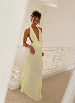 Elysia Chiffon Maxi Dress - Lemon Dressy Yet Comfortable