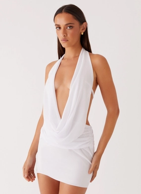 Fast Chic Soft Tones Elysia Chiffon Mini Dress - White