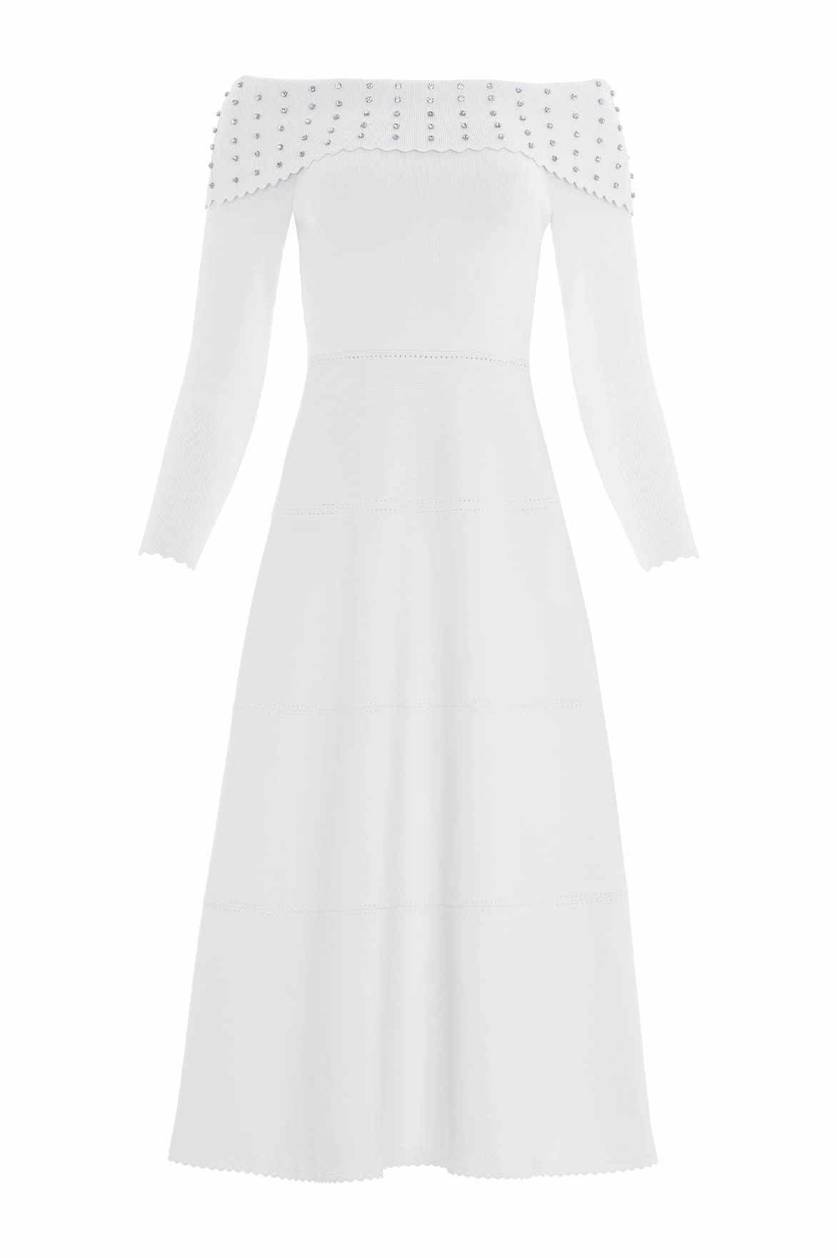 Embellished Bardot Knit Gown Trendy Comfort