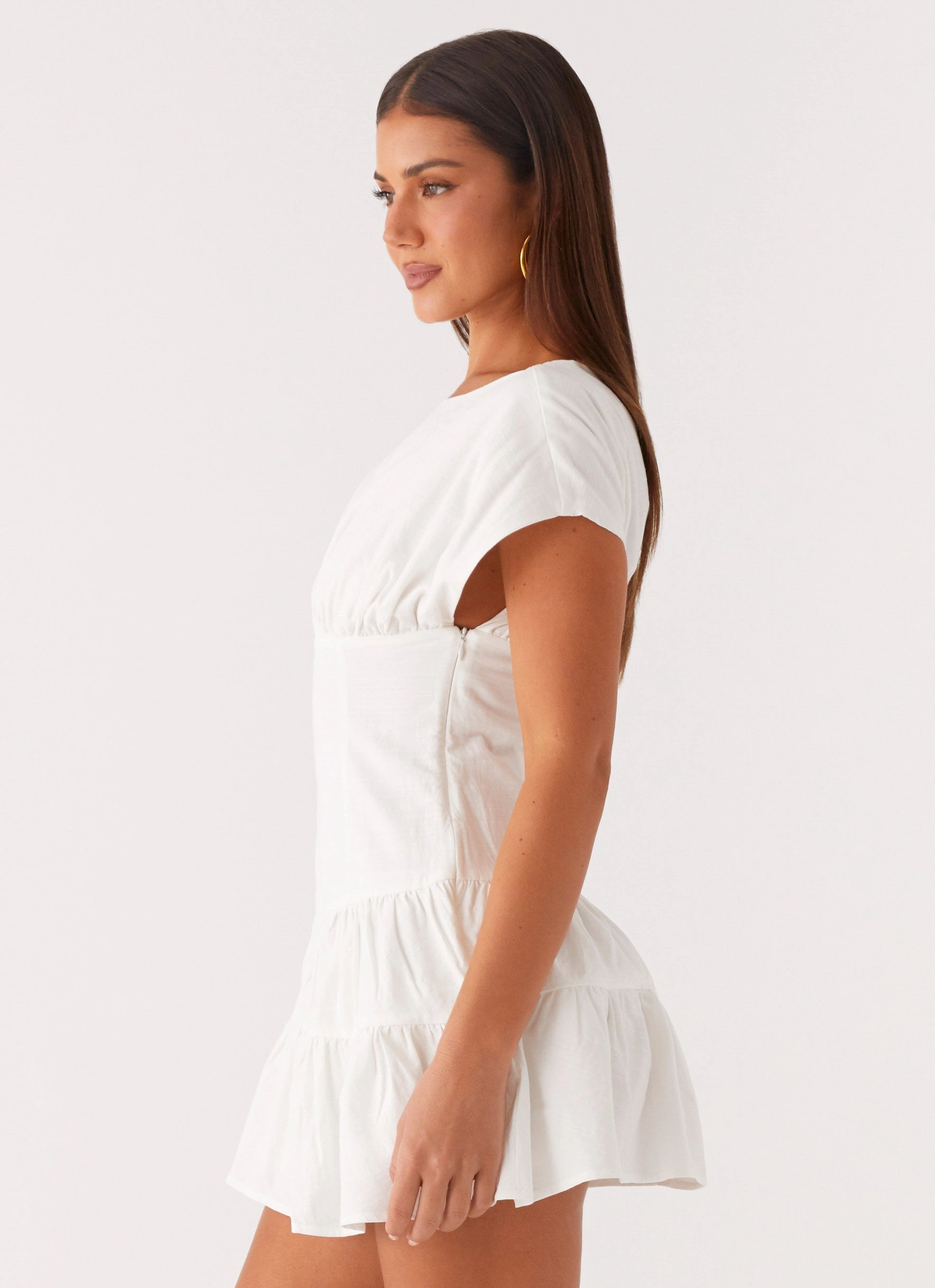 Sustainable-Lining Ember Haze Boat Neck Mini Dress - Off White