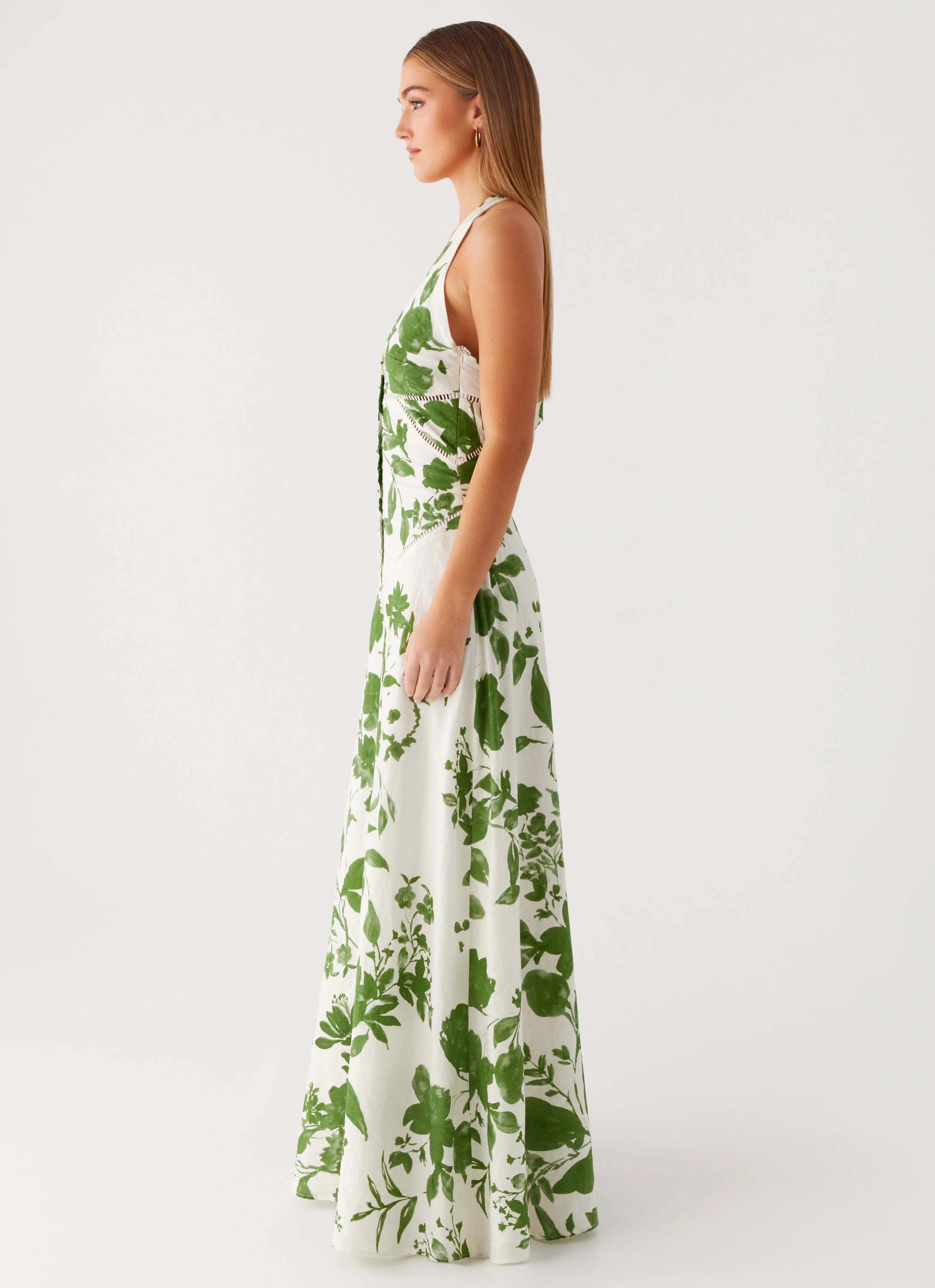Night Party Feminine Movement Ember Valley Maxi Dress - Verdant Bloom