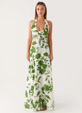 Ember Valley Maxi Dress - Verdant Bloom Subtle Motion