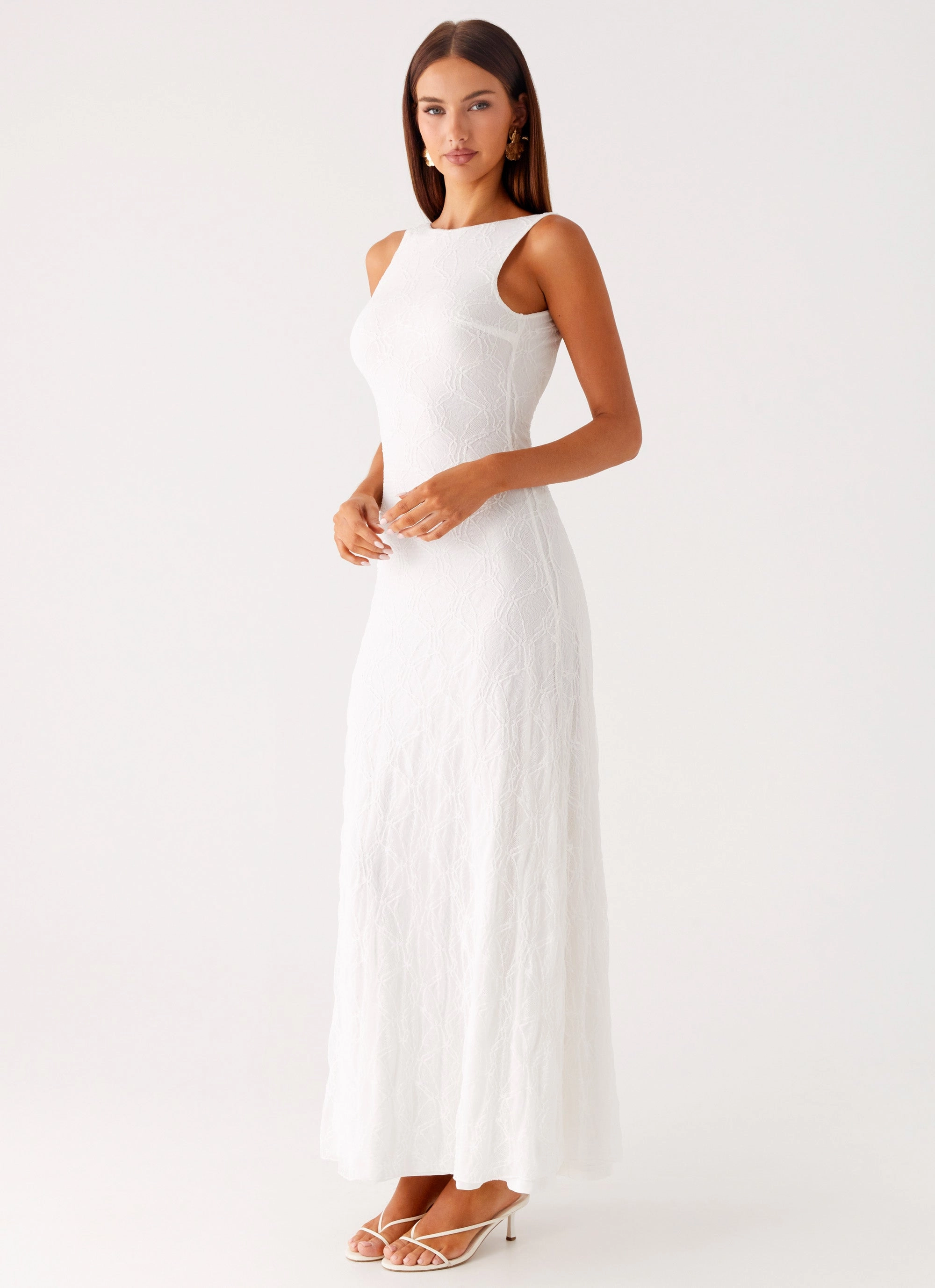 Embrace The Sun Maxi Dress - White Polite Vibe Shine Soft