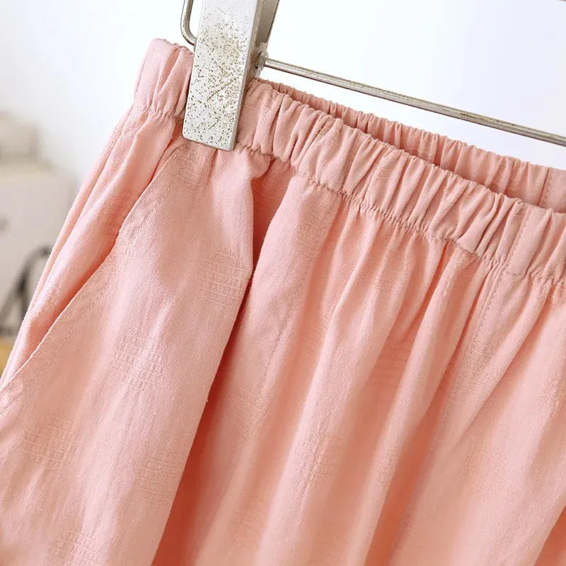 Embroidered Cotton Pajamas Floral Sleepwear for Women