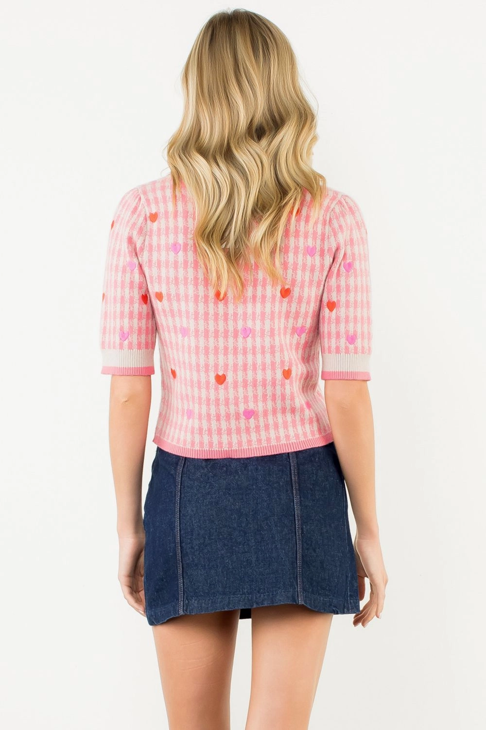 EMBROIDERED KNIT TOP HEART Low Profile Zipper Stay Cool Technology
