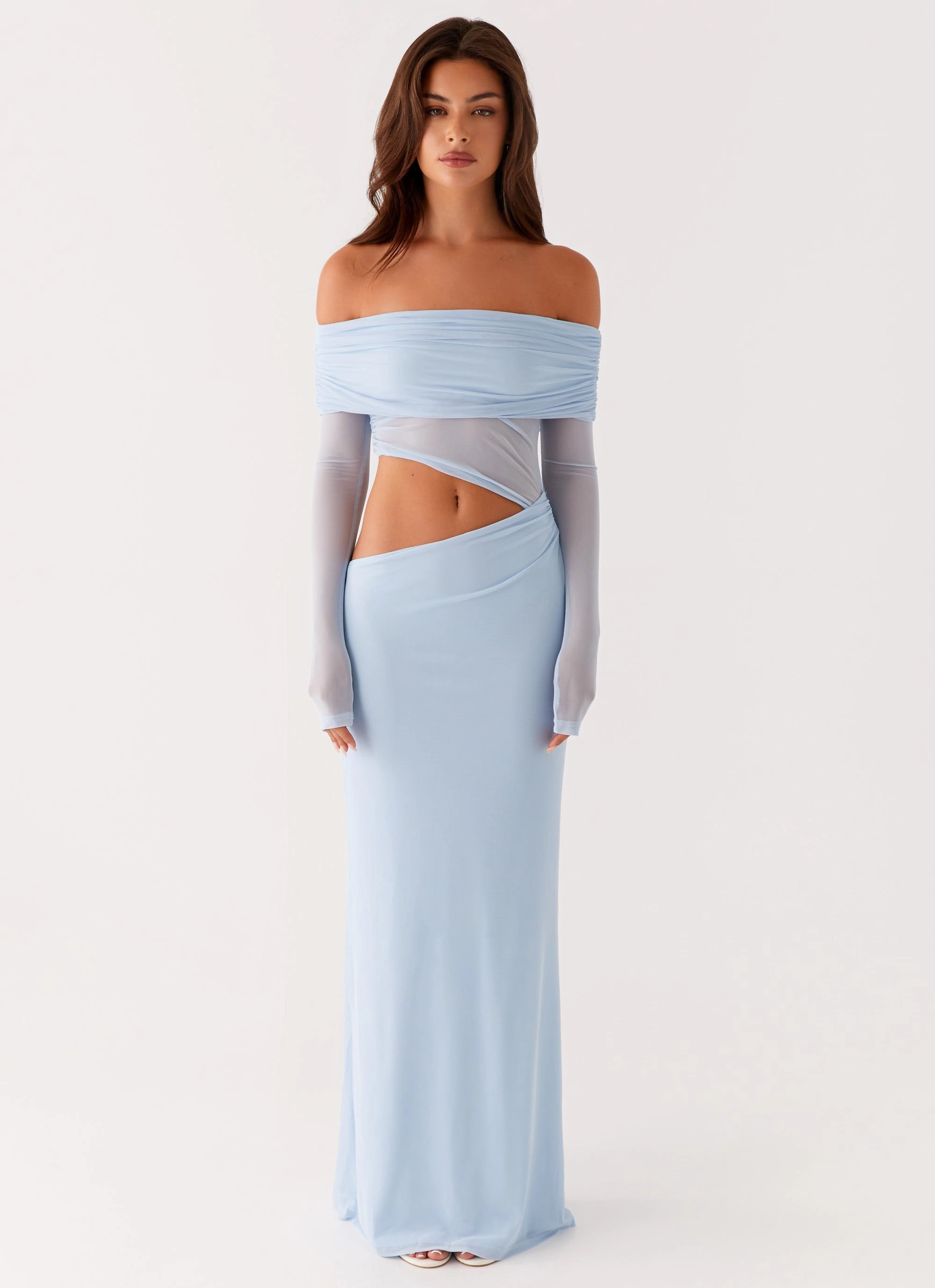 Emery Maxi Dress - Blue Flattering Look Fit Pure Tone