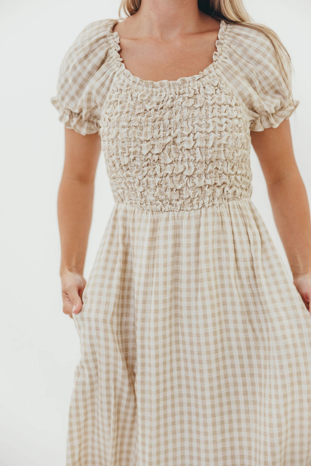 Emilia 100% Cotton Smocked Maxi Dress in Natural - Bump Friendly Delicate Touch