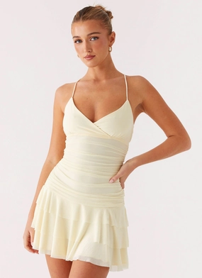 Emily Mini Dress - Yellow Cool Shape LightweightMaterial