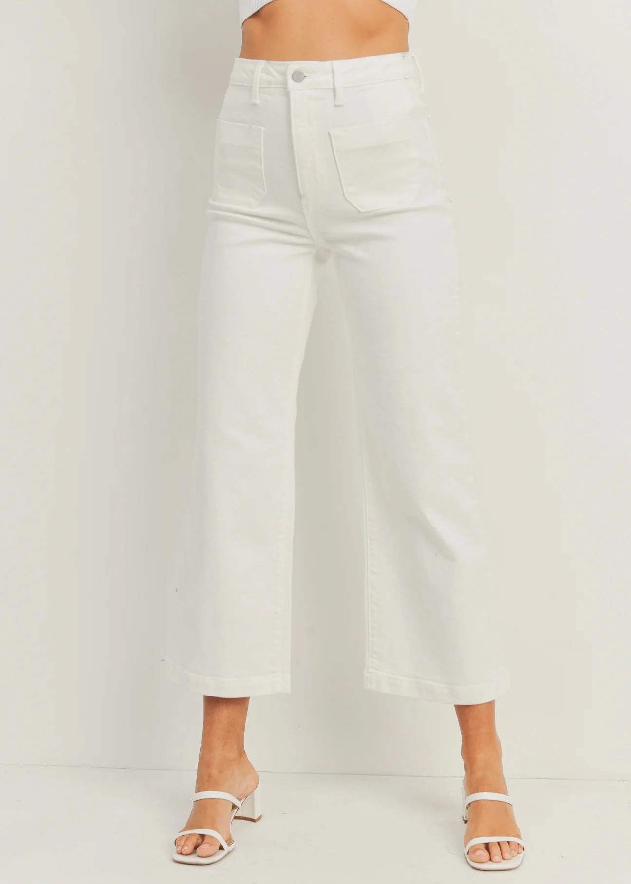 Plain Comfort Breathable Feel EMMY SAILOR POCKET WIDE-LEG JEANS