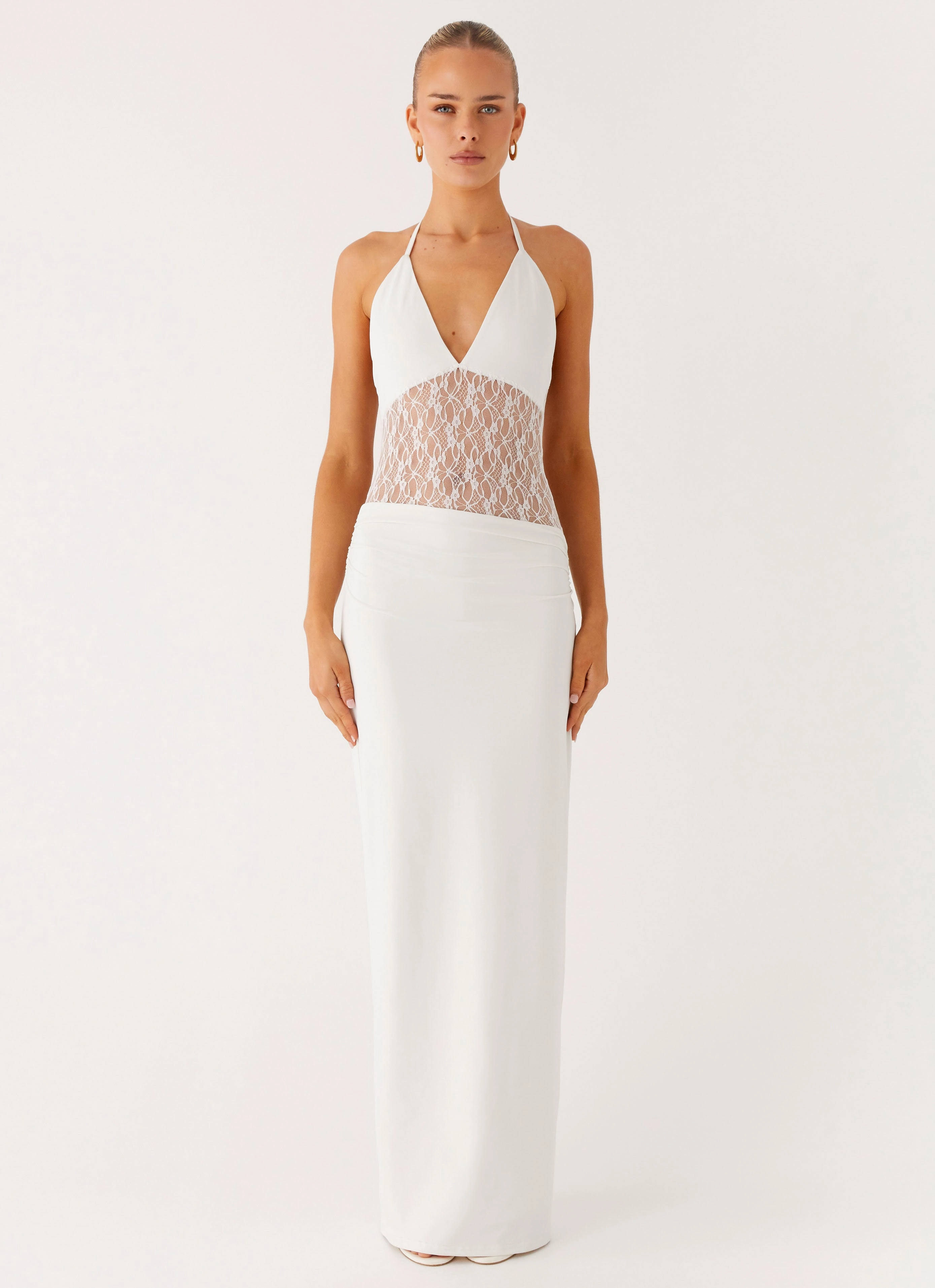 Enchant Lace Maxi Dress - Ivory Detachable-Detail