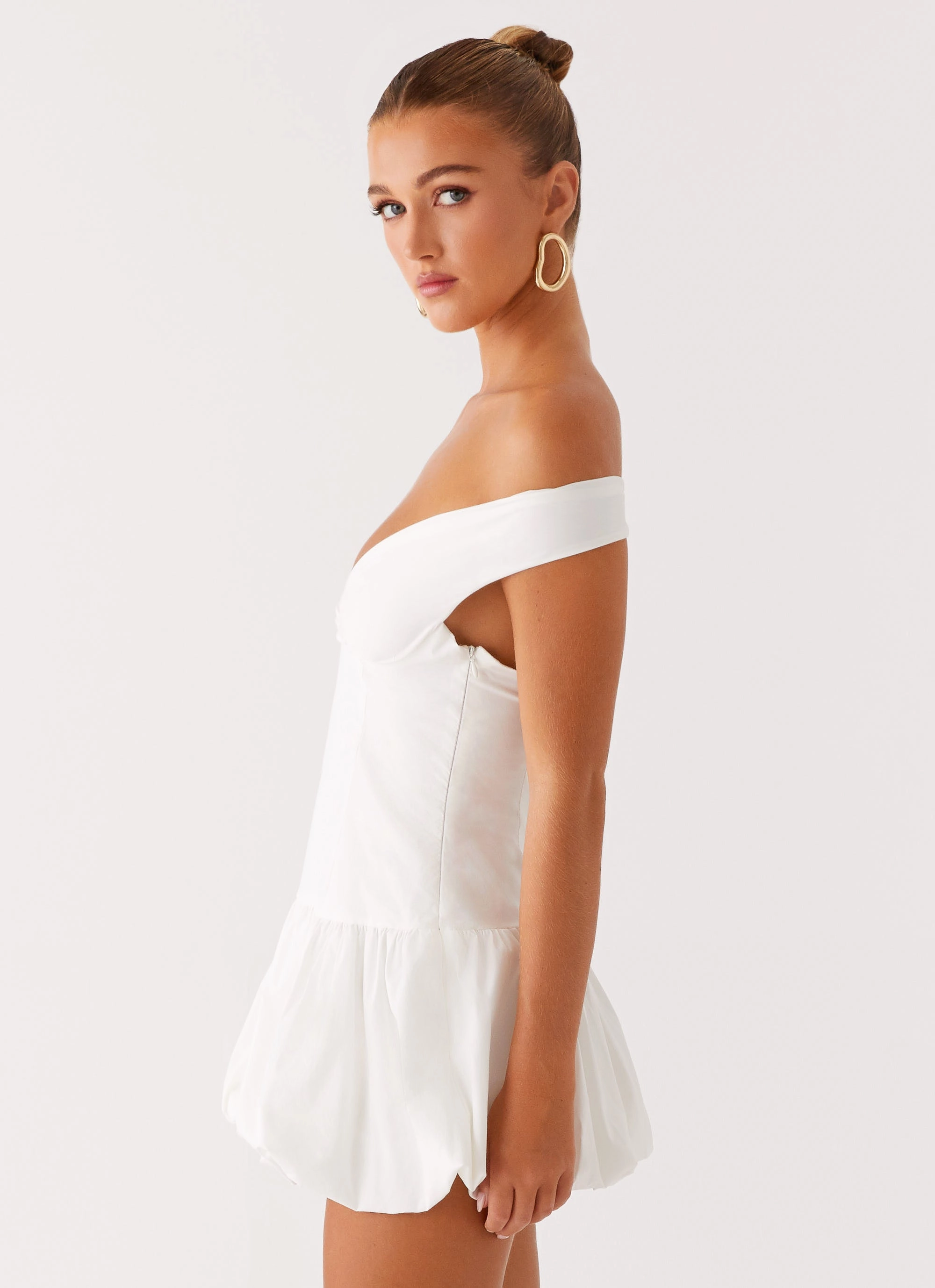 Warm Base Endless Romance Off Shoulder Mini Dress - White
