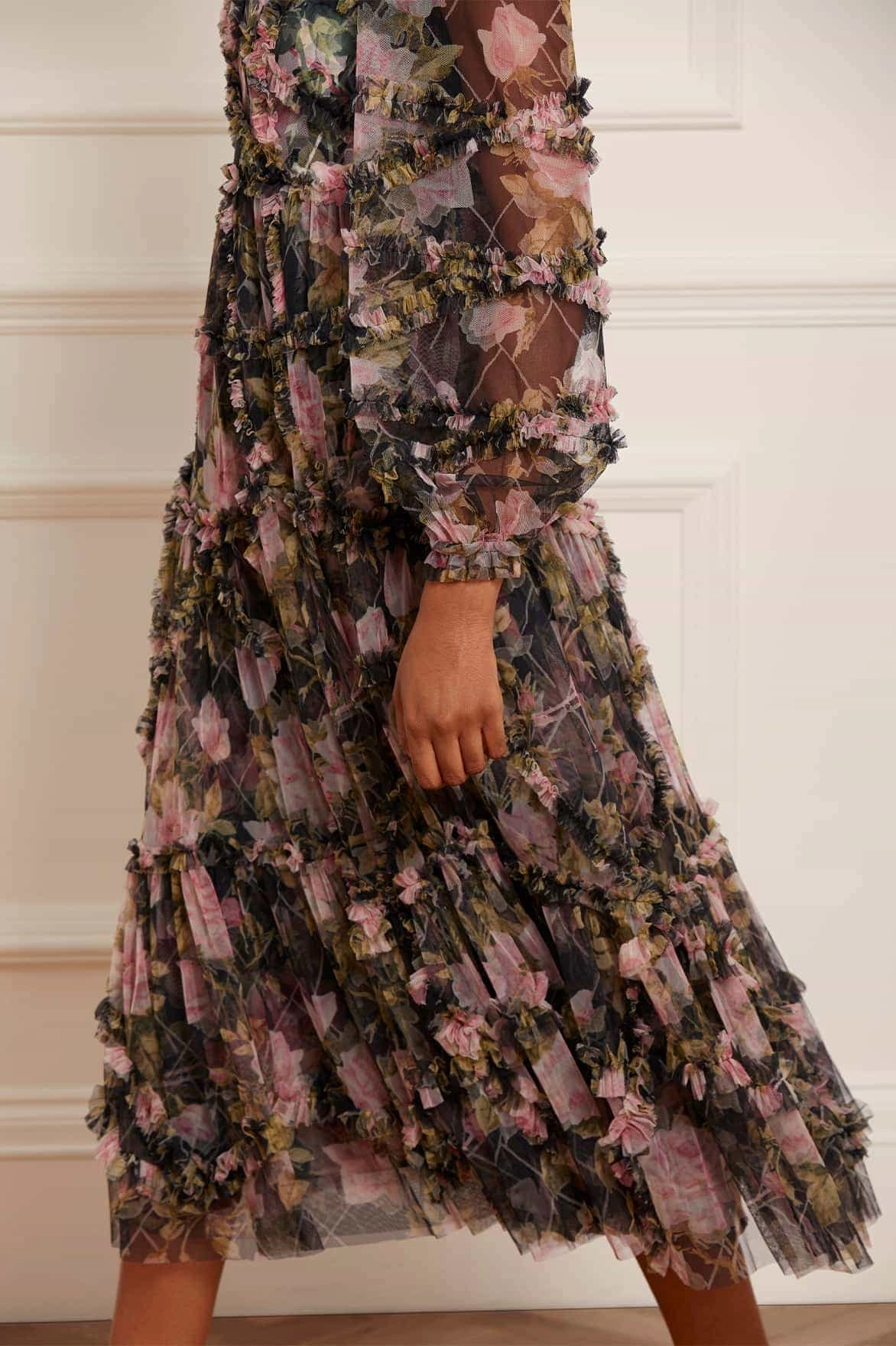 English Rose Diamond Ruffle Ballerina Dress Comfortable Layer