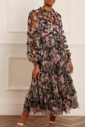 English Rose Diamond Ruffle Ballerina Dress budget-friendly Satin Layers