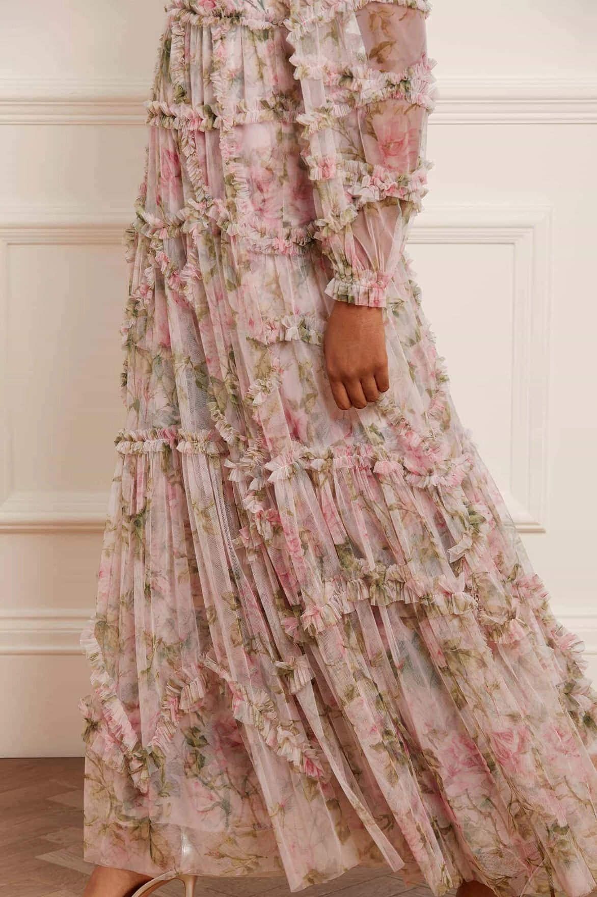 English Rose Diamond Ruffle Gown Grace Flow