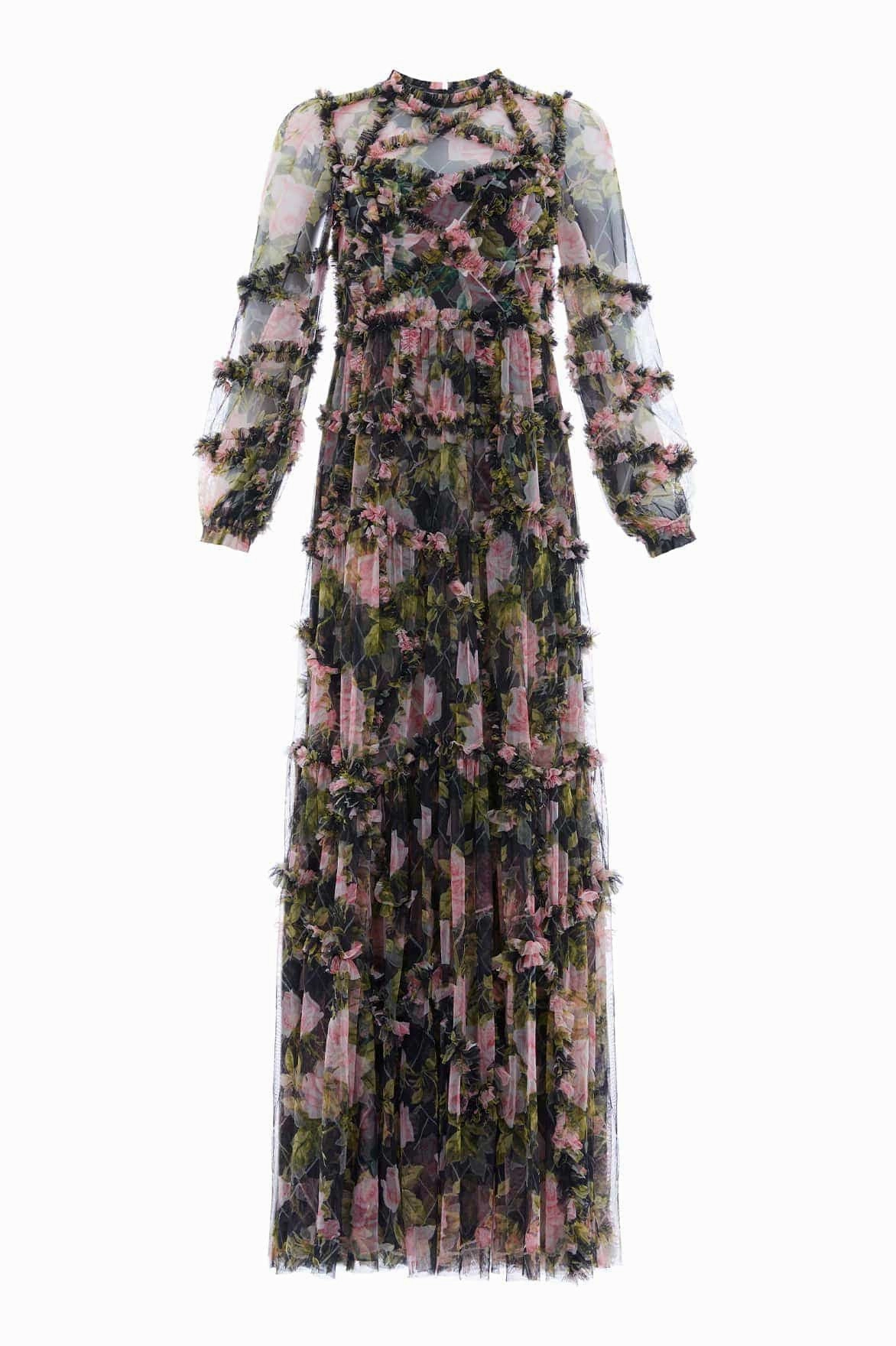 Cotton Skin English Rose Diamond Ruffle Gown