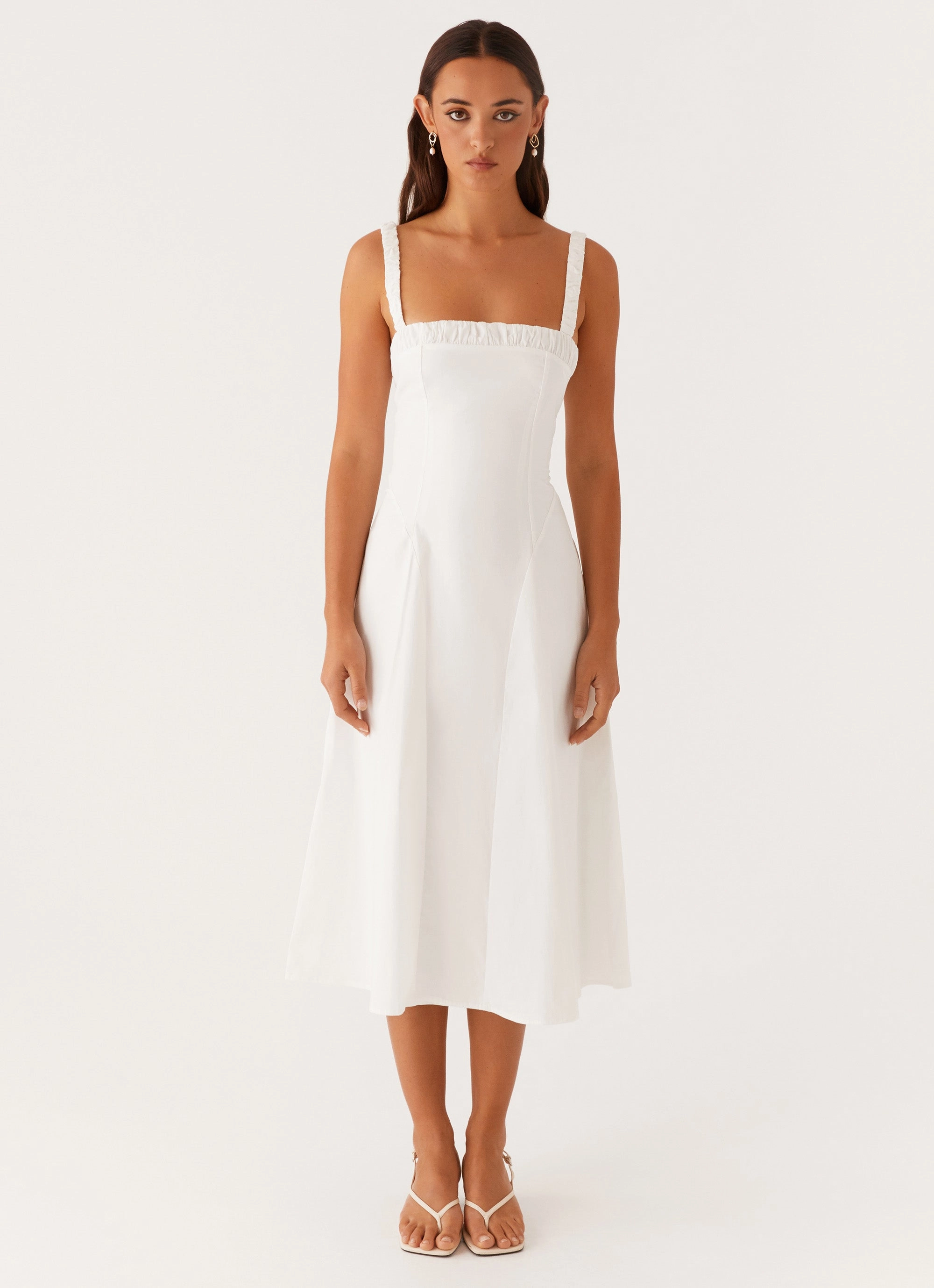 Modern Layering Timeless Waist Enola Midi Dress - White