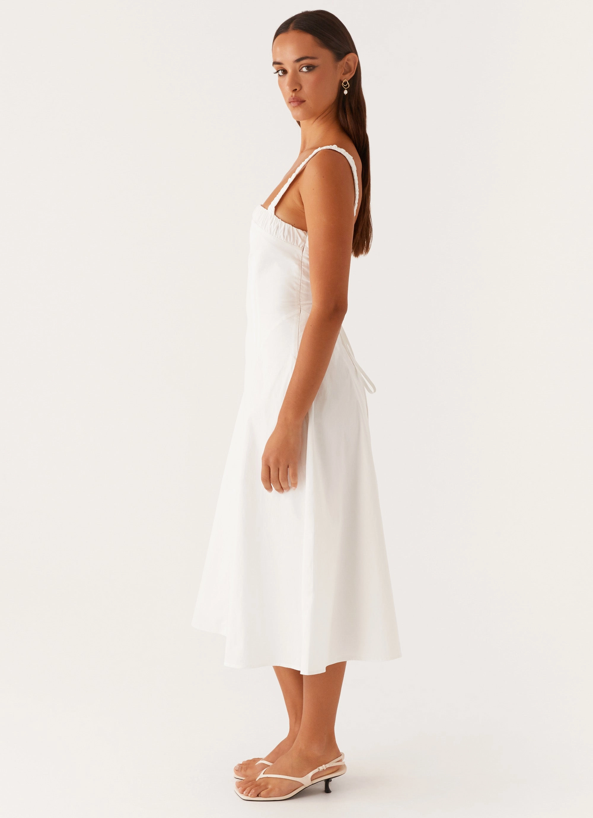 Enola Midi Dress - White Travel piece Light Wear