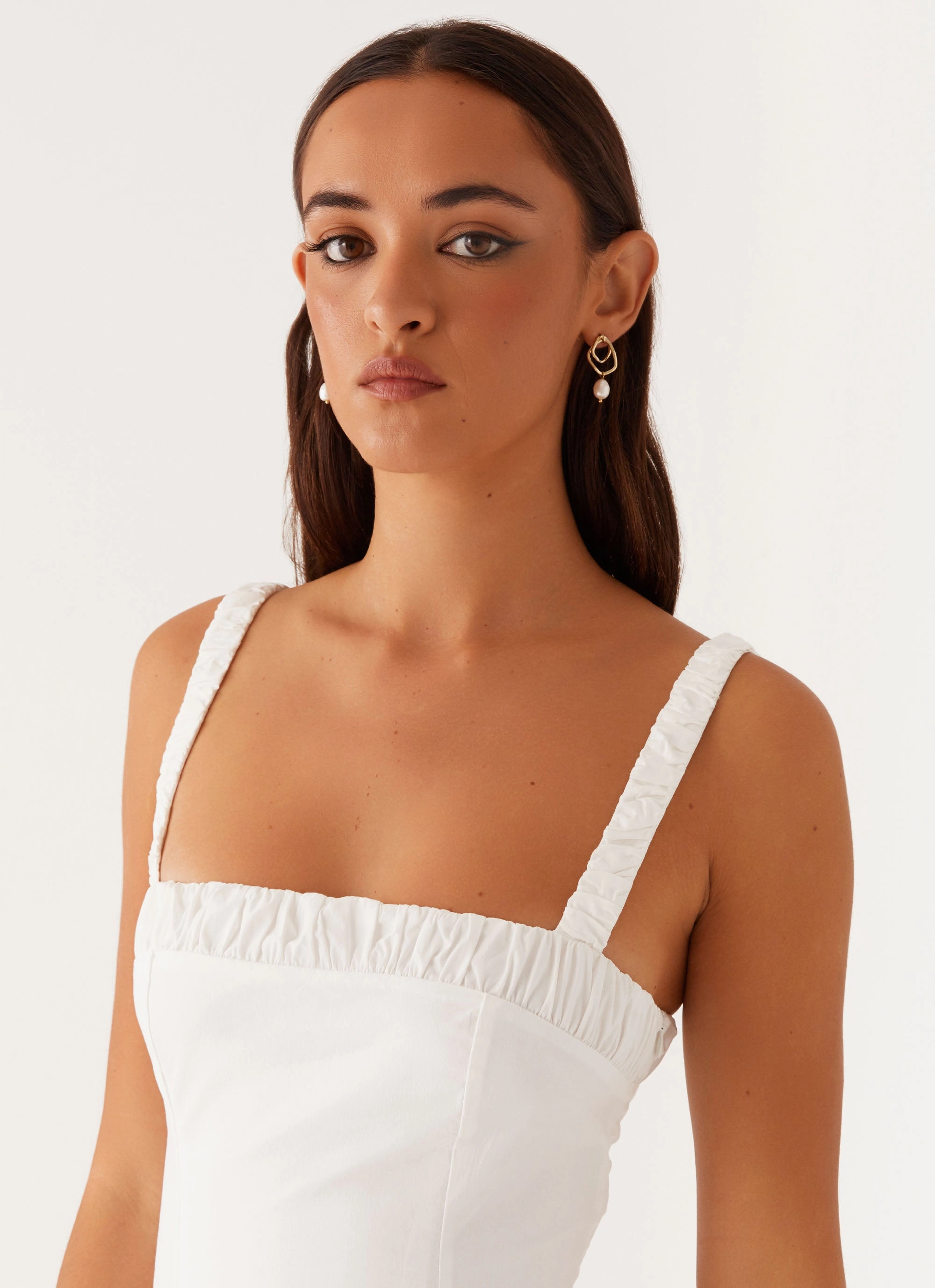 Seasonal piece Classic Waistband Enola Midi Dress - White