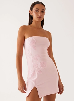Cool Structure Date Vibe Enora Beaded Mini Dress - Baby Pink