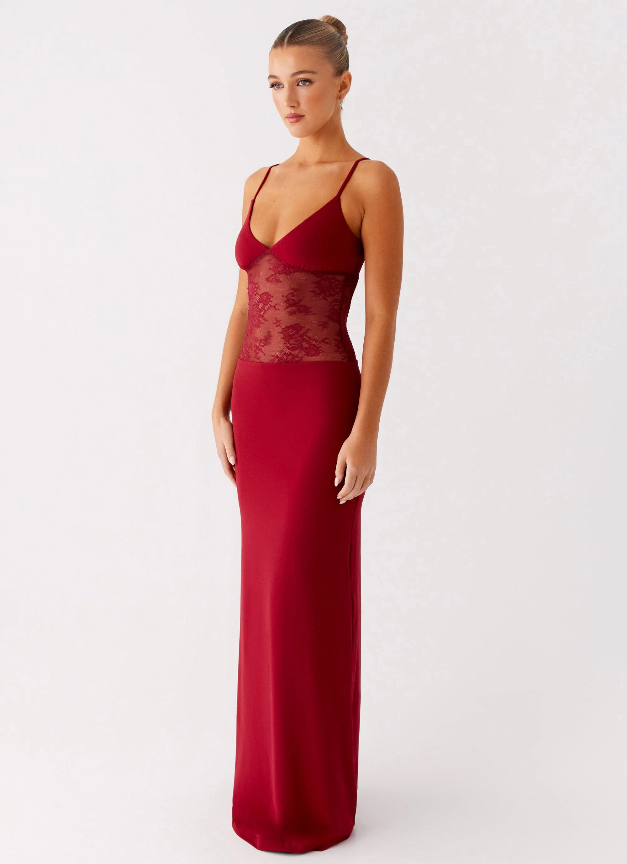 Spring-Season Hook-And-Eye Envy Maxi Dress - Maroon