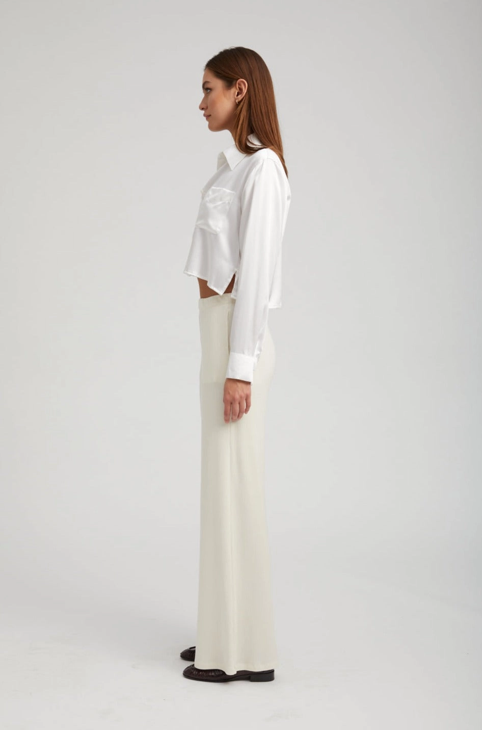 Soft Hoodie Warm Hoodie White Silk Cropped Button Down