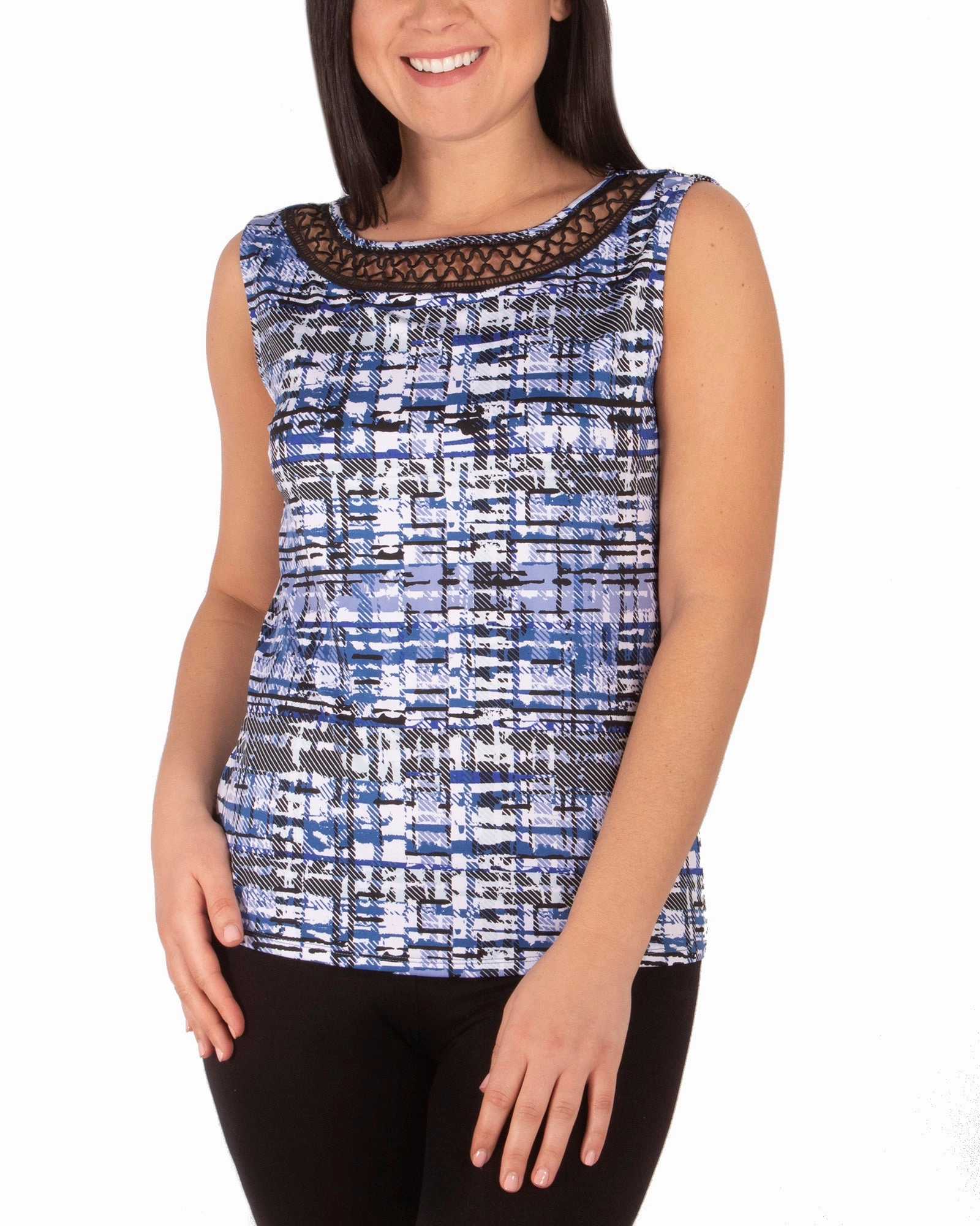 Sleeveless Top With Eyelet Collar Regular Fit