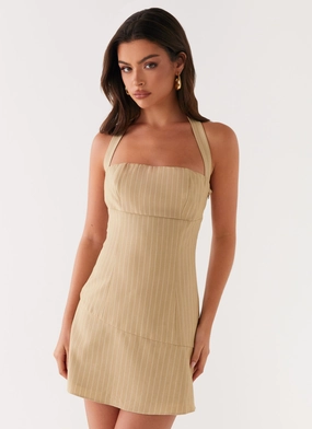 Perfect Mood Erica Mini Dress - Beige Stripe