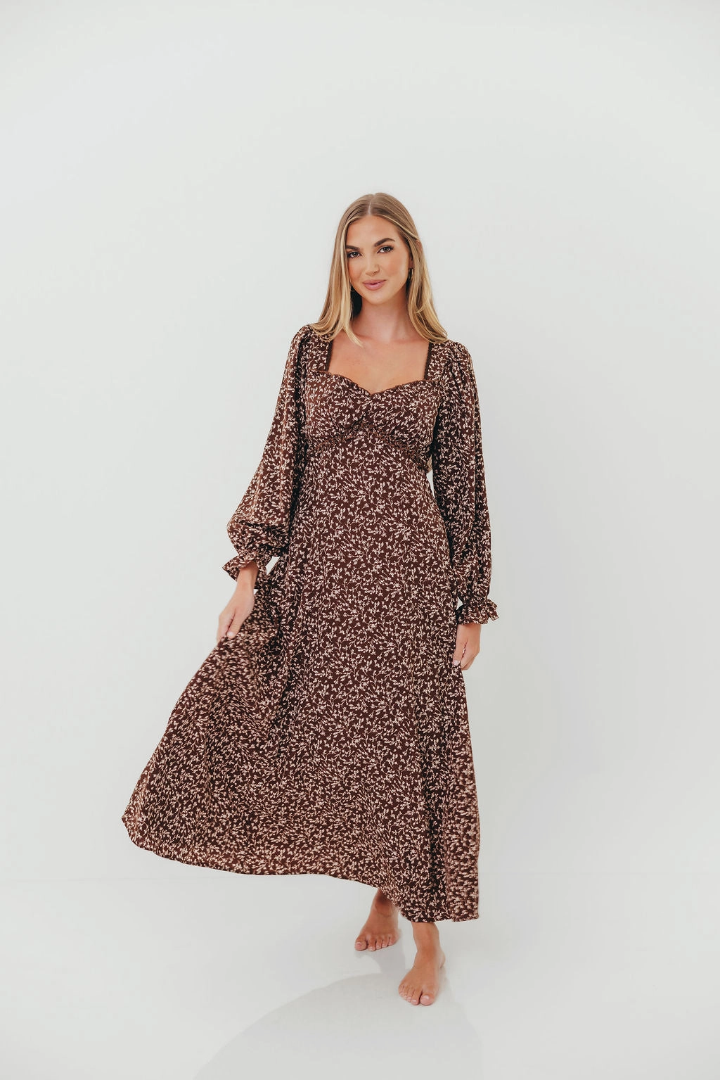 Perfect Wear Erin Floral Maxi Dress in Mocha