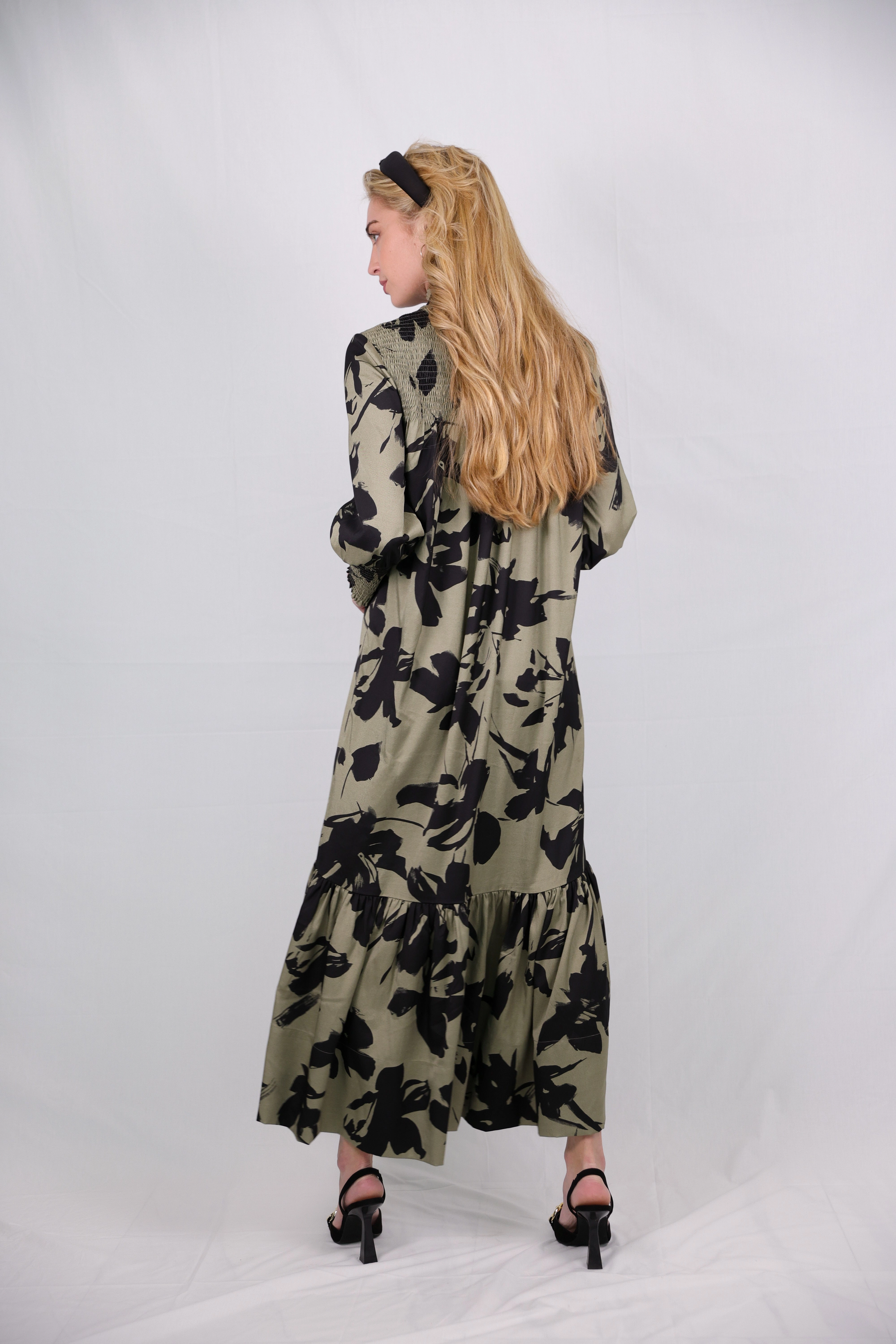 Esme Hunter Floral Maxi Dress Effortless Tailoring Chilly Weather Layer