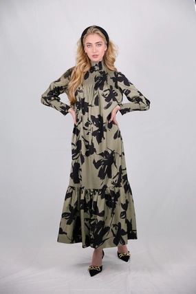 Tailored Cut Bell-Sleeve Esme Hunter Floral Maxi Dress