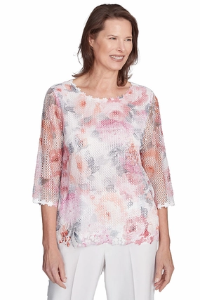 YarnDye Technique Estate Of Mind Floral Mesh Top