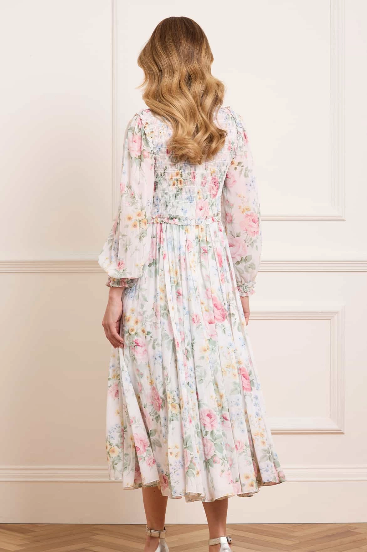 All Time Pompadour Garden Chiffon Smocked Ballerina Dress