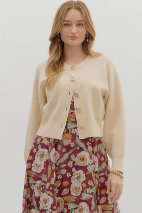 Eve Floral Button Cardigan Sweater Versatile Layering
