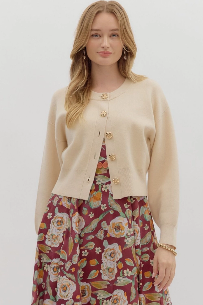 Eve Floral Button Cardigan Sweater Versatile Layering
