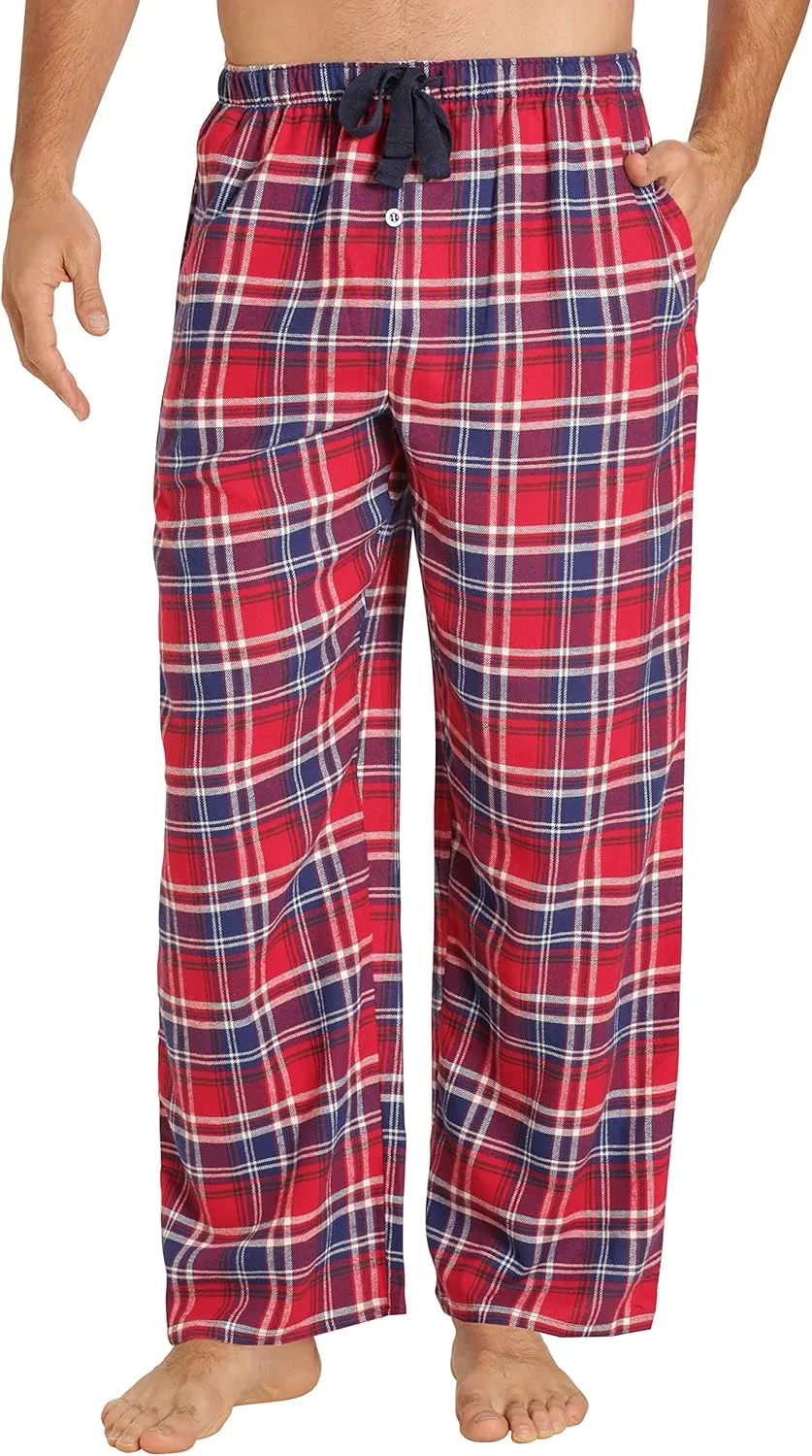 EVERDREAM Sleepwear Mens Flannel Pajama Pants, Long 100% Cotton Pj Bottoms