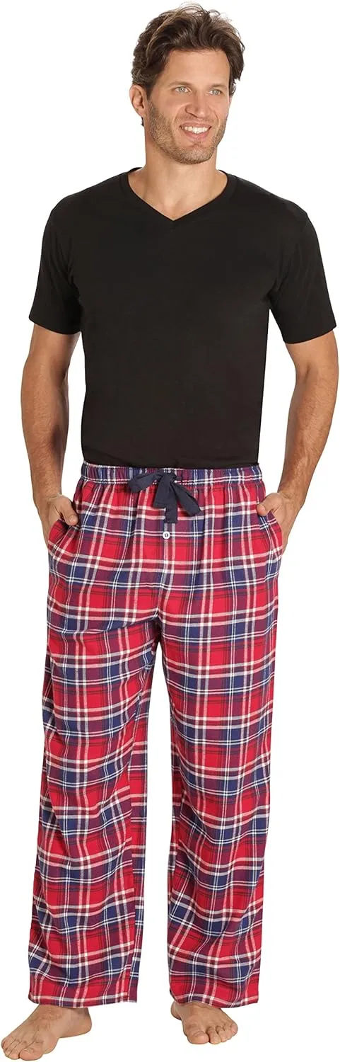 EVERDREAM Sleepwear Mens Flannel Pajama Pants, Long 100% Cotton Pj Bottoms