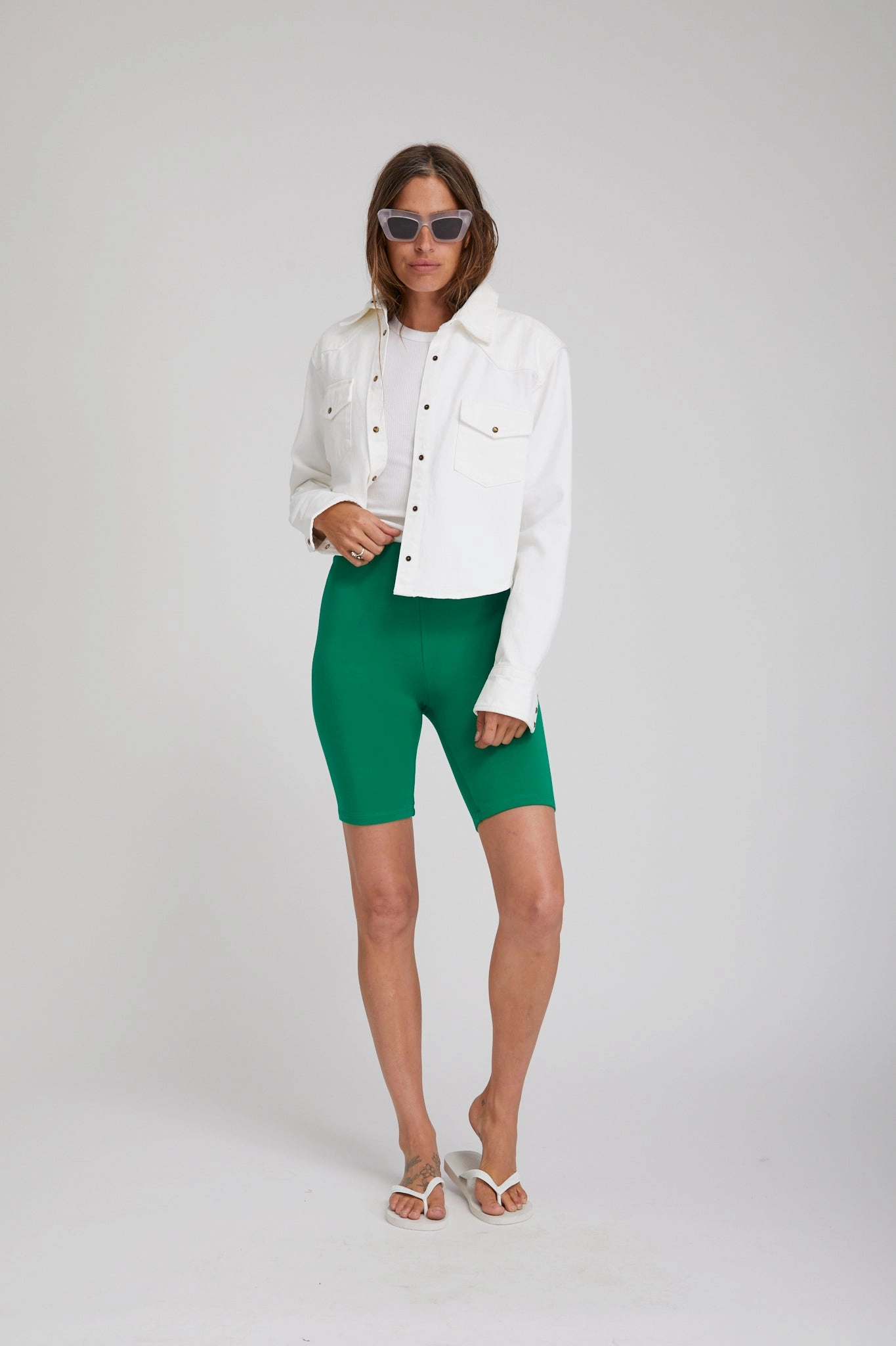Evergreen City Biker Shorts embroidery details Windproof Design