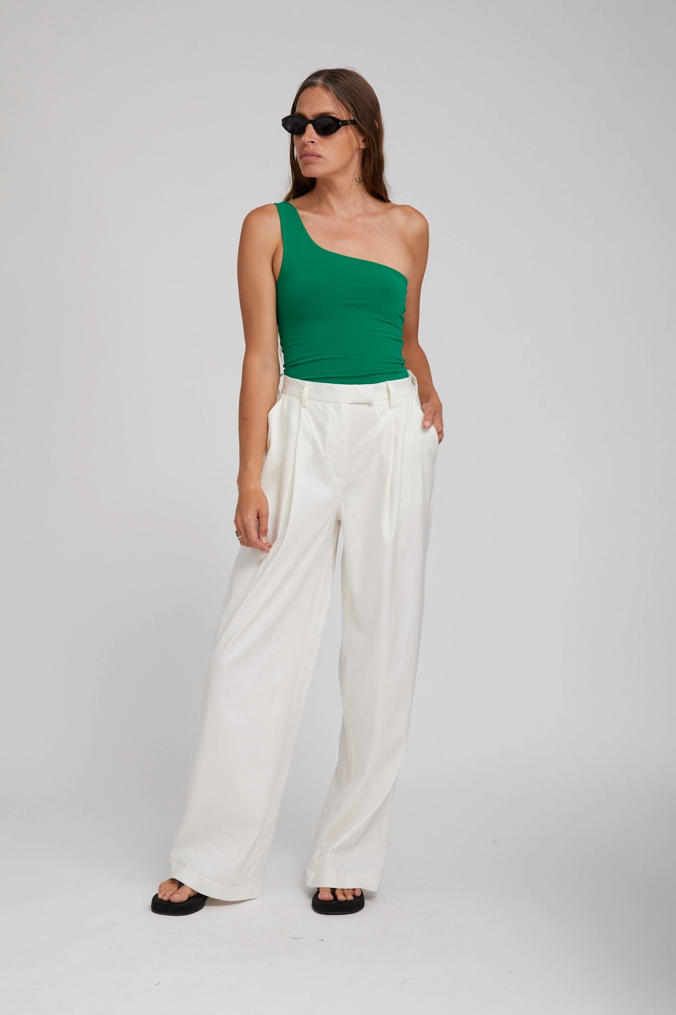 QuickDry Texture Evergreen City One Shoulder Top