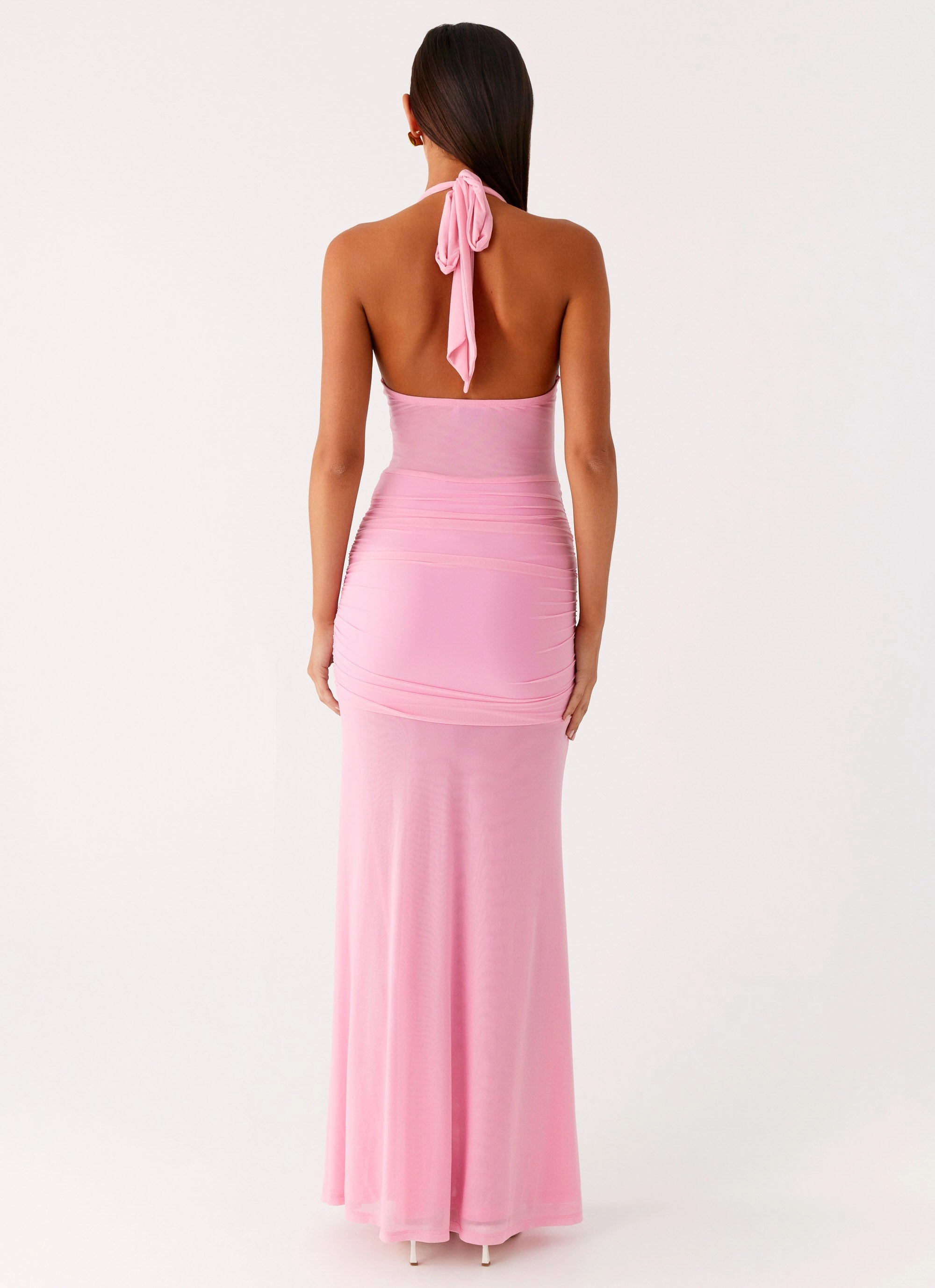 Soft Fabric Miyah Halter Hardware Maxi Dress - Baby Pink
