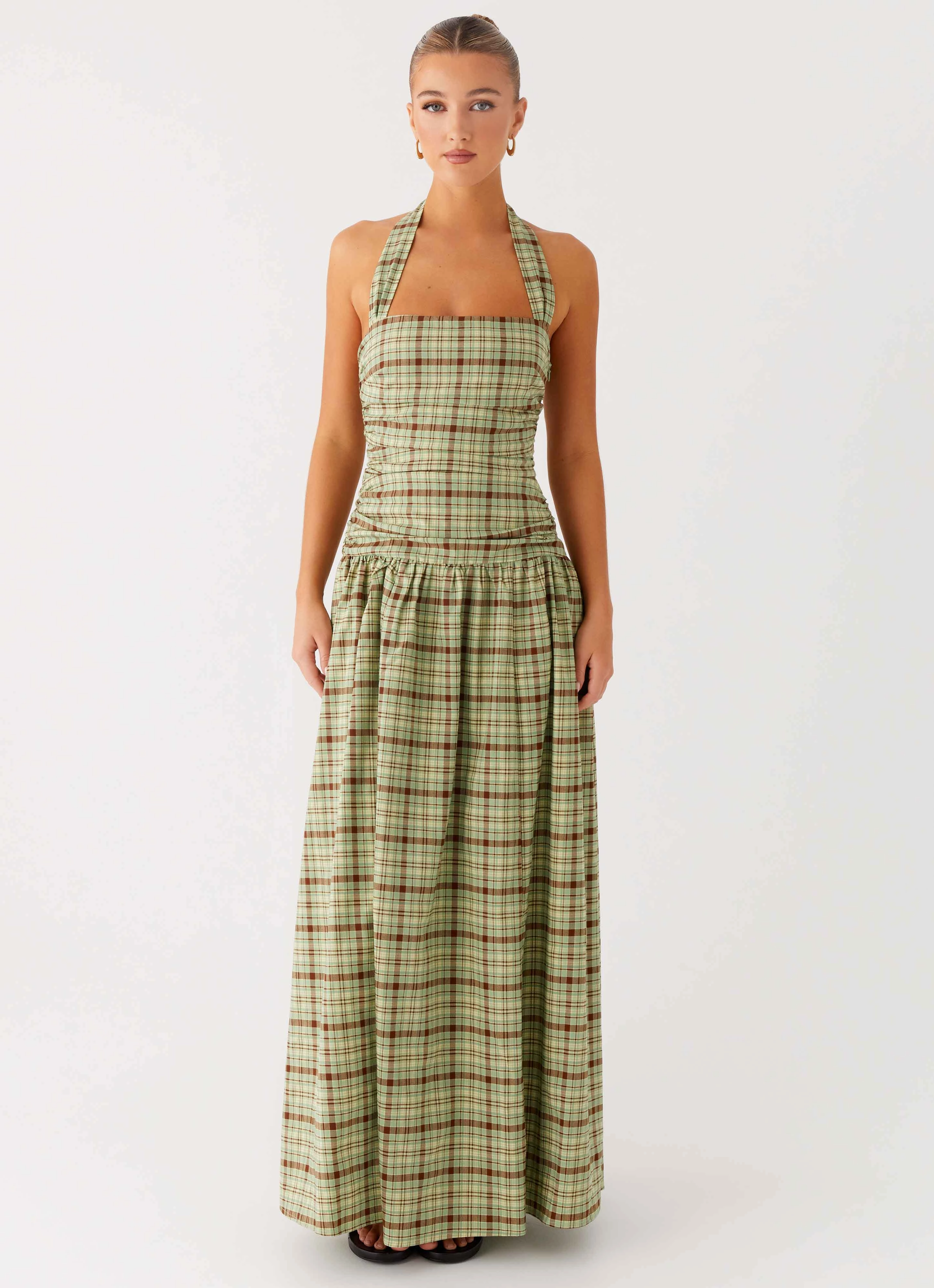 Lilith Maxi Dress - Forest Plaid Bold Touches