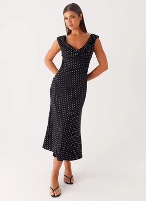 Role Model Maxi Dress - Black Polka Dot Casual and Smart