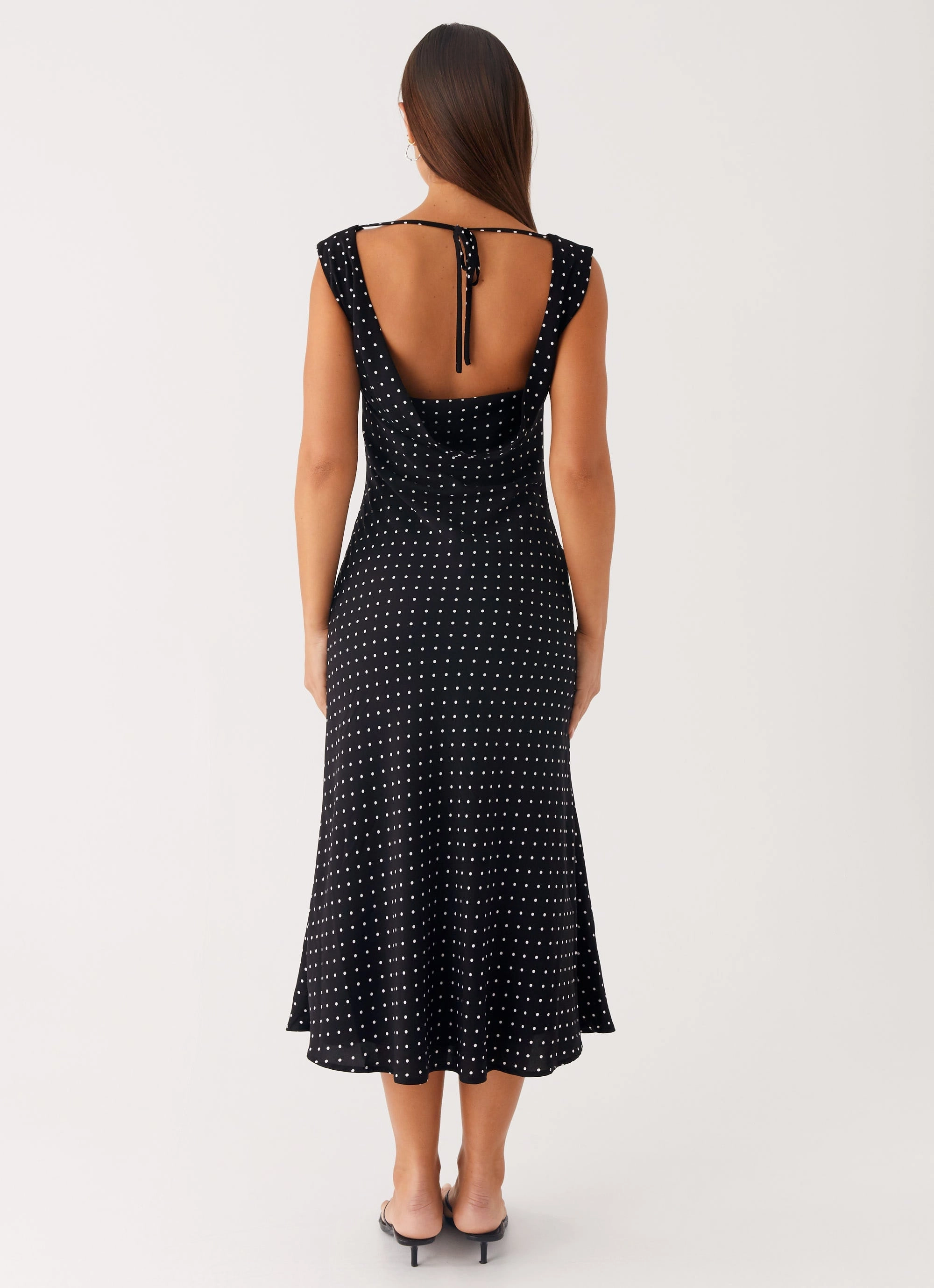 Role Model Maxi Dress - Black Polka Dot Night wear Silky Shape